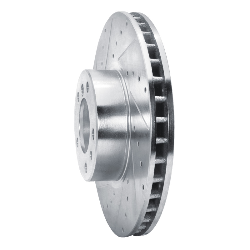 BMW 540I Brake Rotor (1) - Front Left - R1 Concepts - Drilled & Slotted - Silver - `00-`03